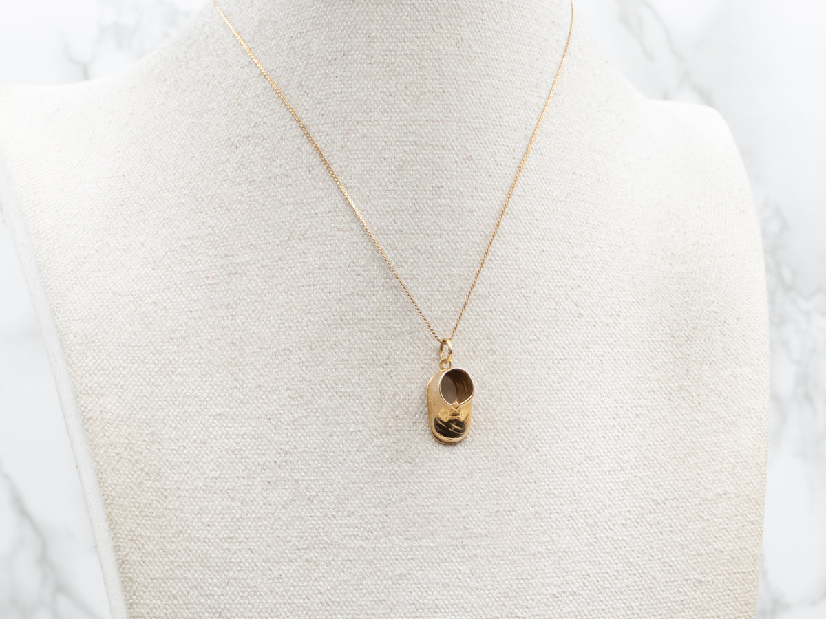 Vintage Large Gold Baby Shoe Charm Pendant