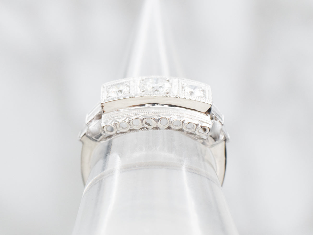 Late Art Deco Three Stone Diamond Ring