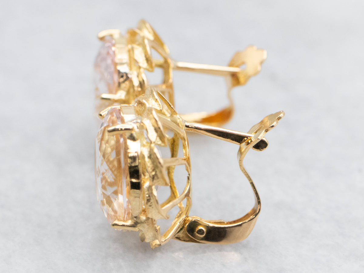 Oval Cut Morganite Stud Earrings