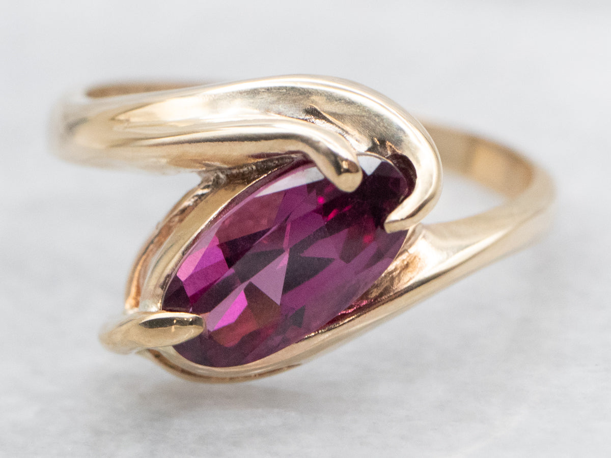 *RESERVED* Rhodolite Garnet Solitaire Bypass Ring