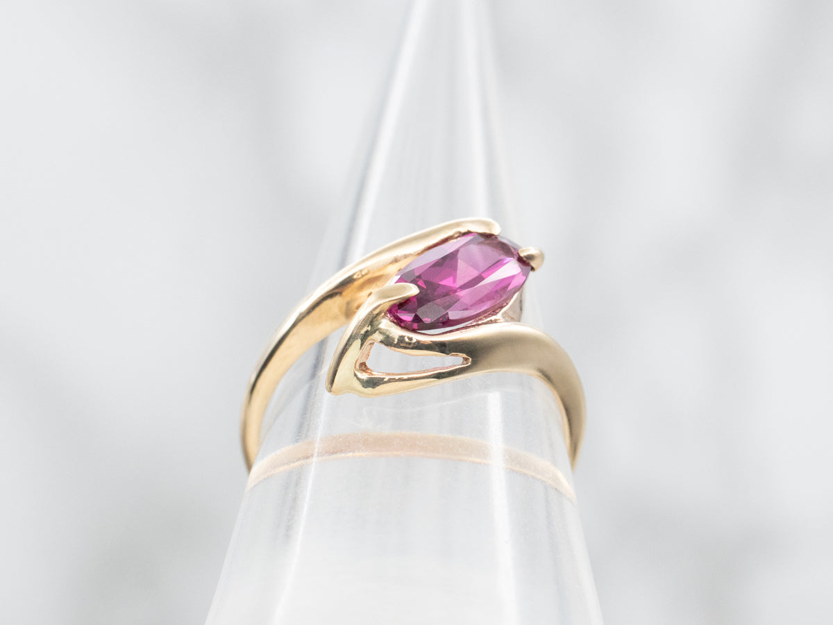 *RESERVED* Rhodolite Garnet Solitaire Bypass Ring