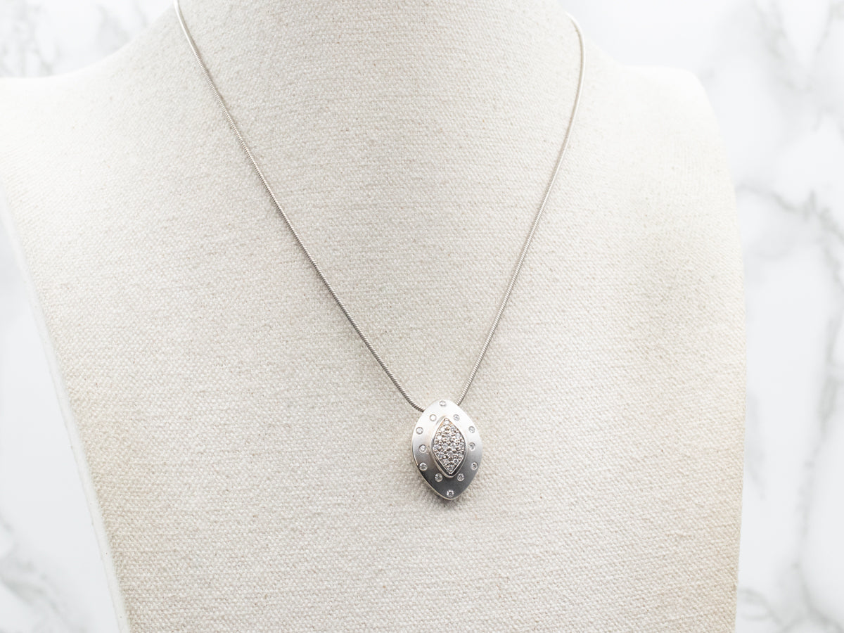 Modern Brushed Gold Diamond Cluster Pendant