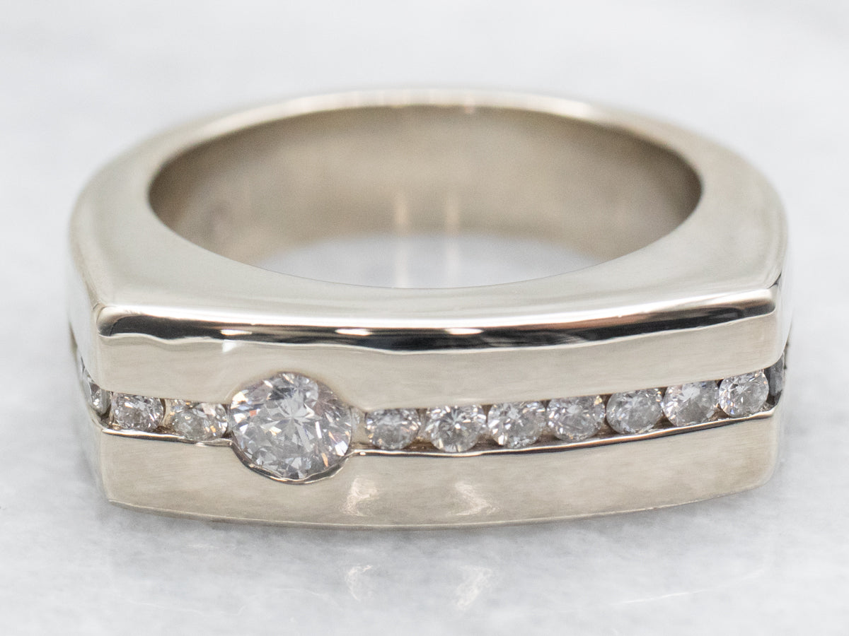 Modernist Gold Diamond Statement Ring