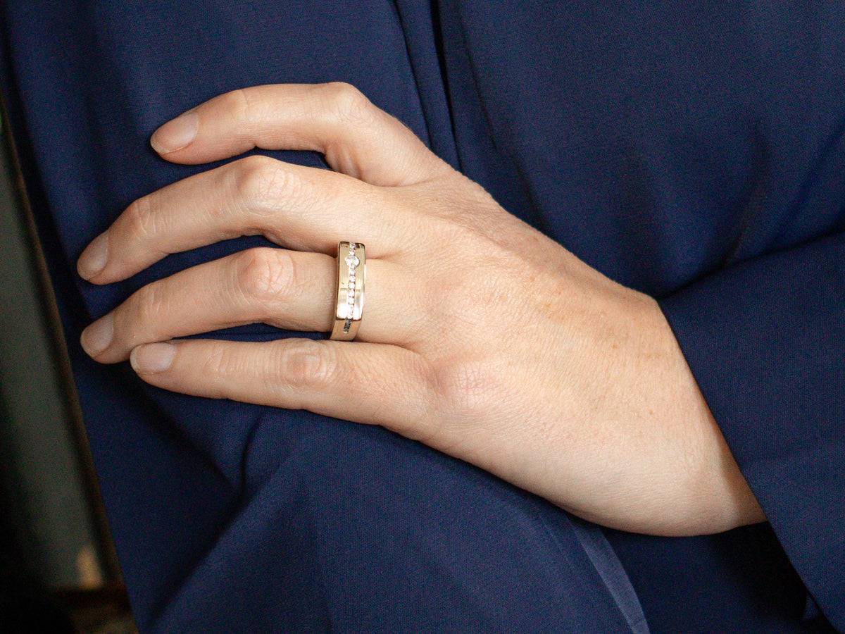 Modernist Gold Diamond Statement Ring