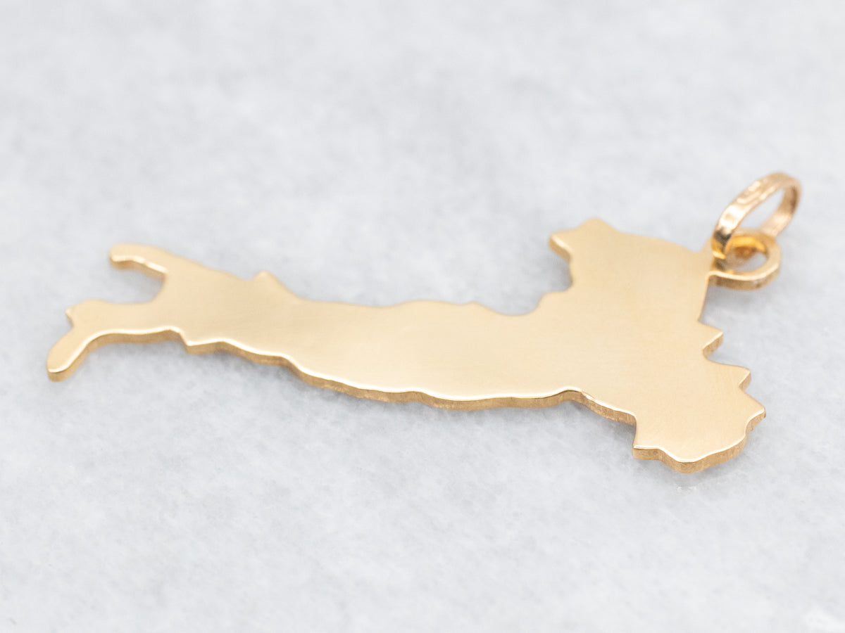 Polished 18-Karat Gold Italy Contour Pendant
