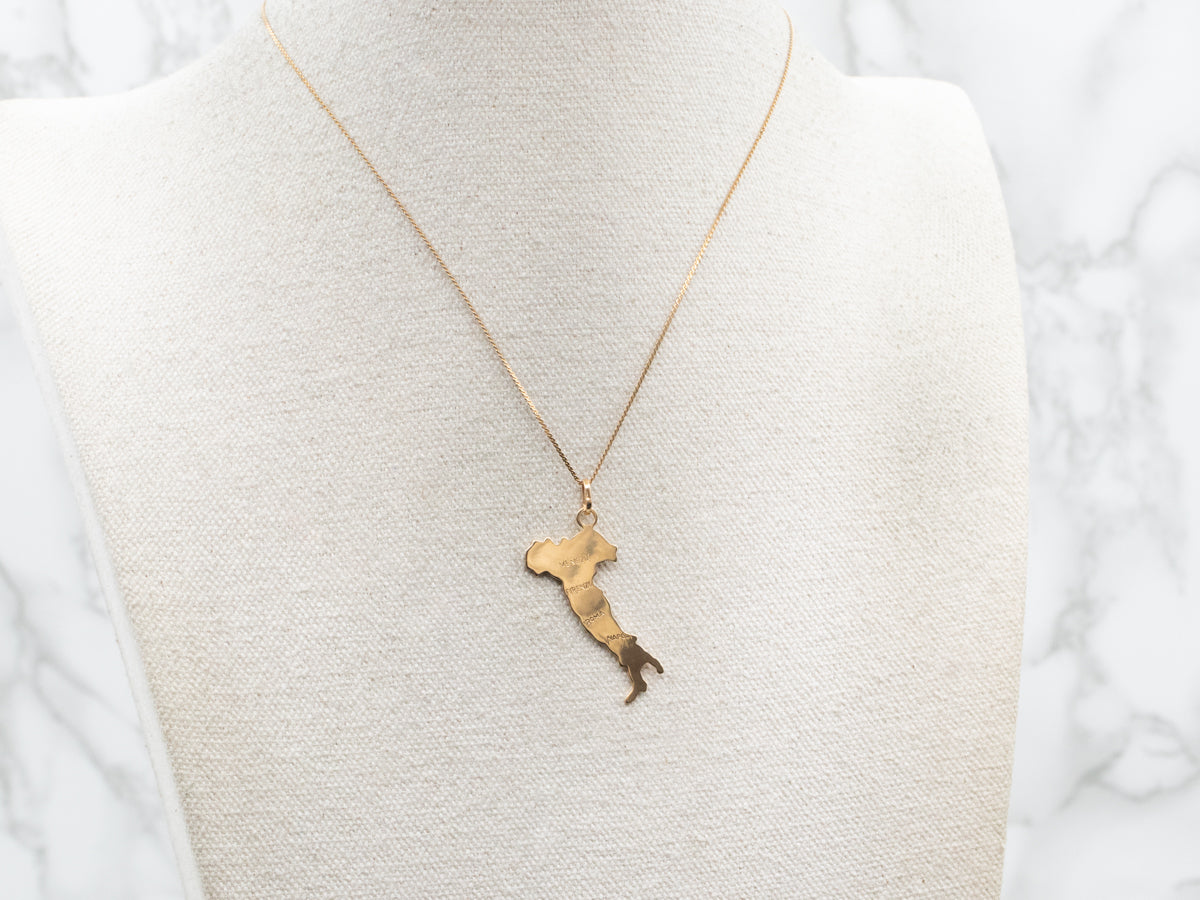 Polished 18-Karat Gold Italy Contour Pendant
