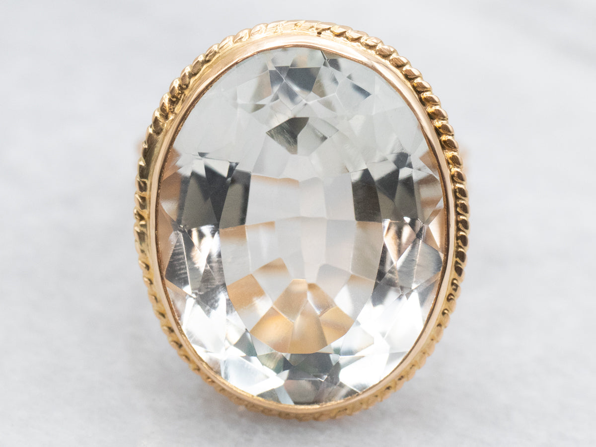 Bezel-Set 18-Karat Gold Blue Topaz Cocktail Ring