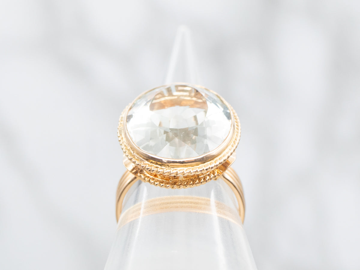 Bezel-Set 18-Karat Gold Blue Topaz Cocktail Ring