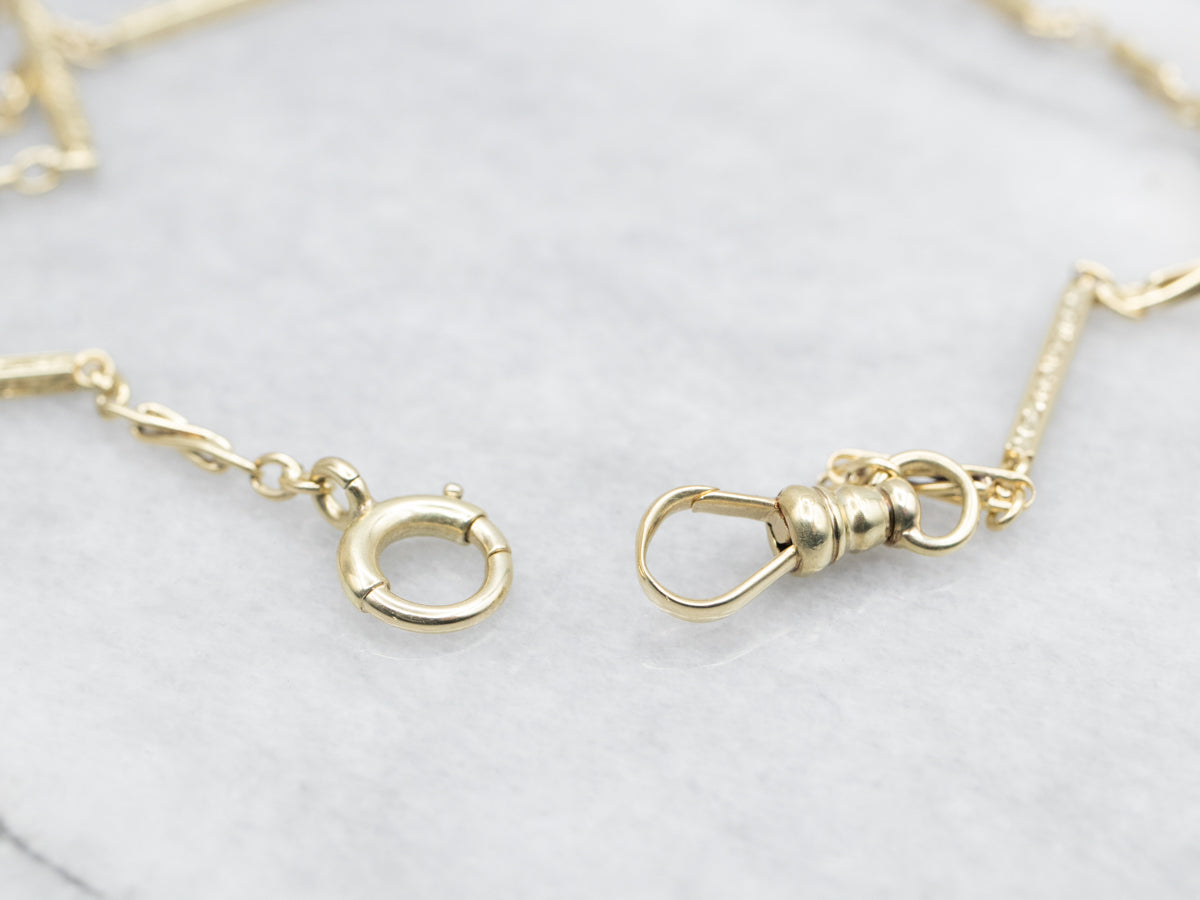 1940's Green Gold Rectangle Link Pocket Watch Chain