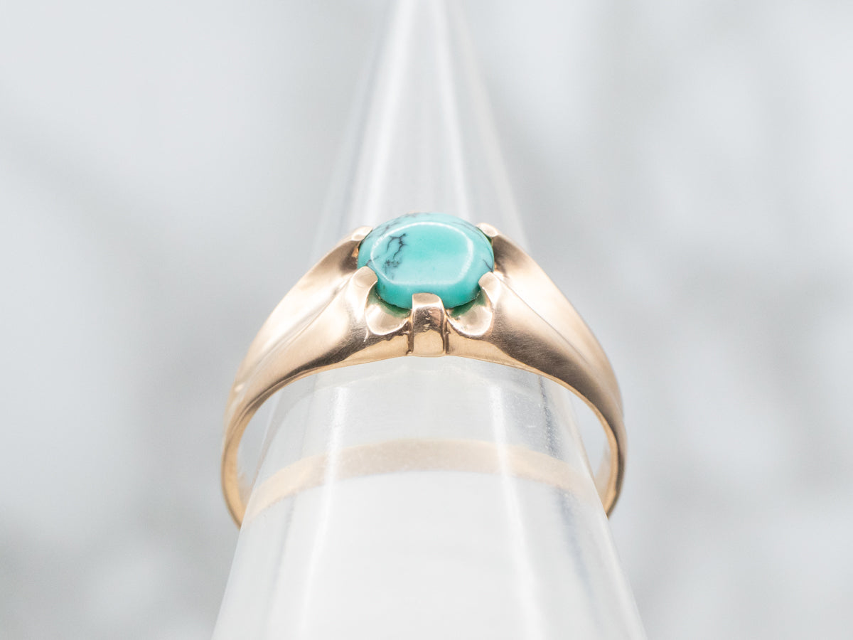Victorian Rose Gold and Turquoise Men's Ring