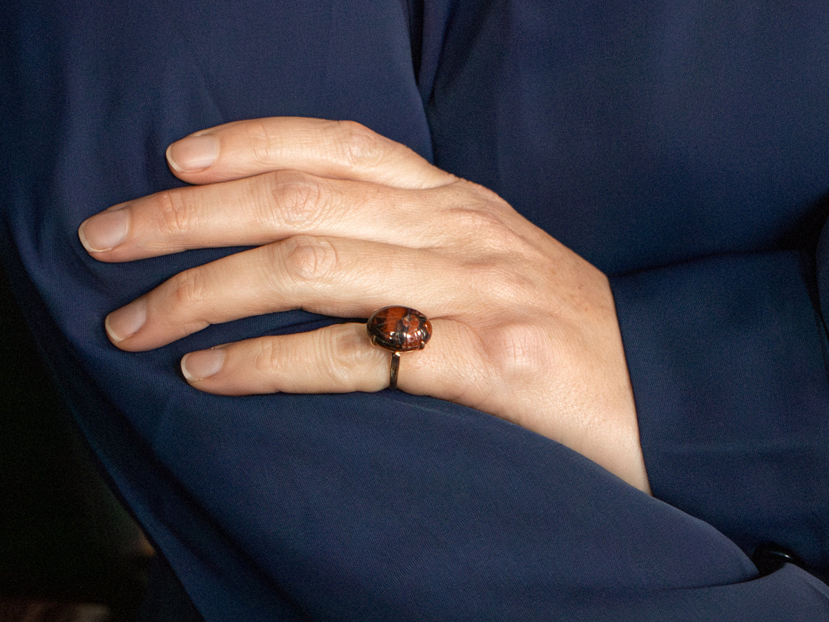 Vintage Carved Jasper Scarab Beetle Ring