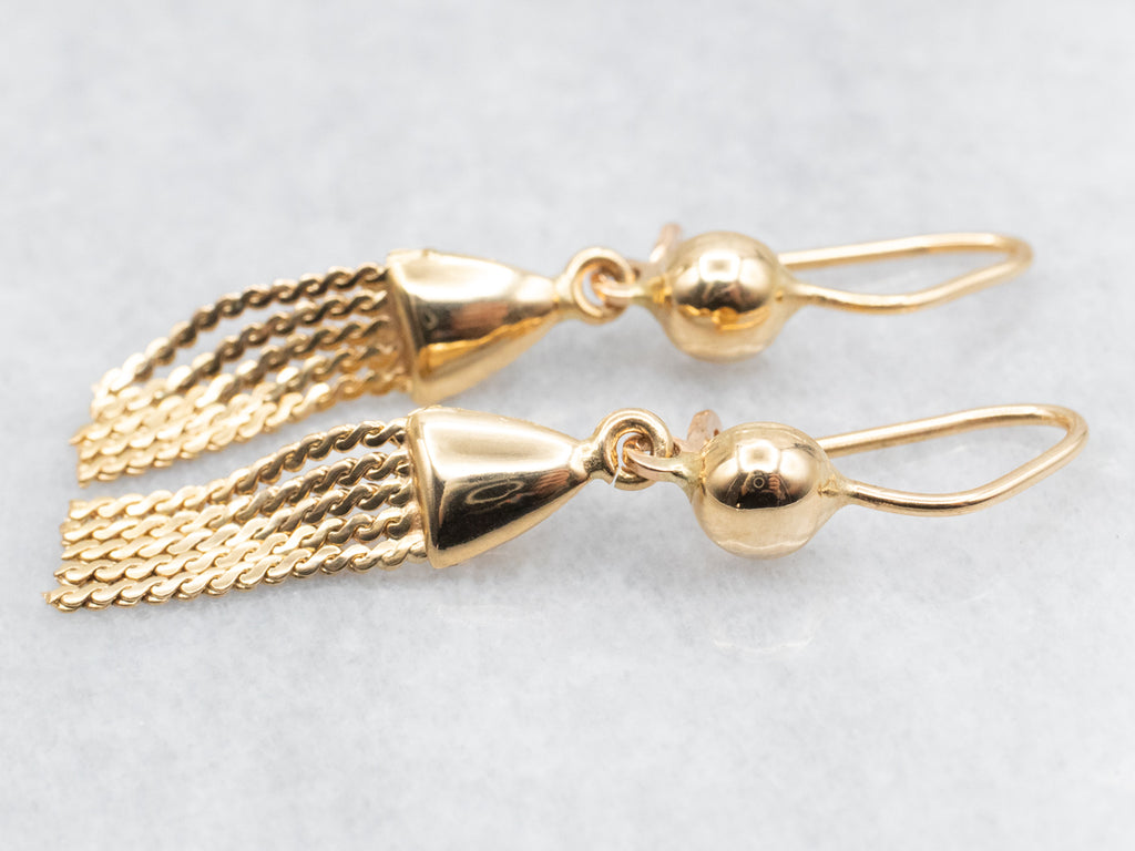 Polished 18-Karat Italian Gold Tassel Drop Earrings