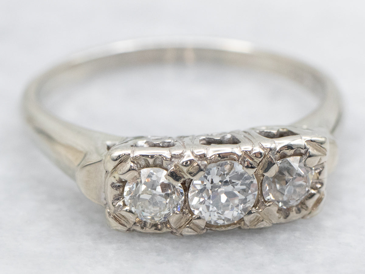 Retro Old Mine Cut Diamond Engagement Ring