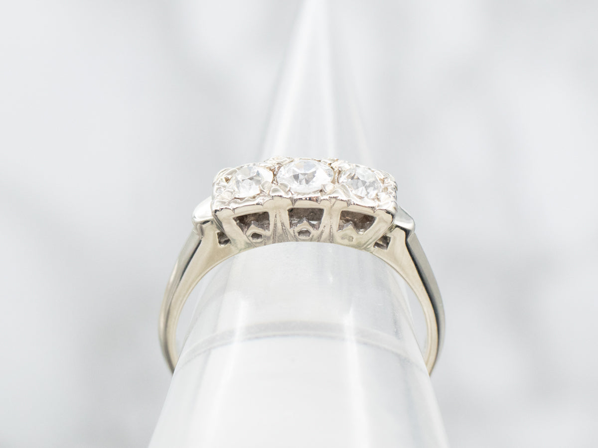 Retro Old Mine Cut Diamond Engagement Ring