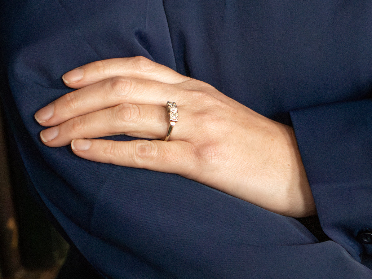 Retro Old Mine Cut Diamond Engagement Ring