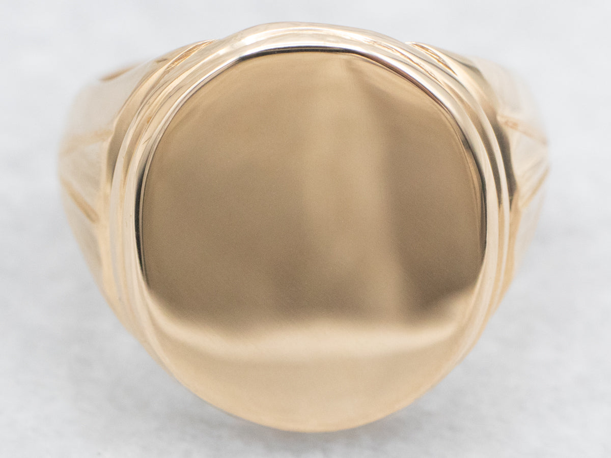 Circa 1940's Oval Top Signet Ring