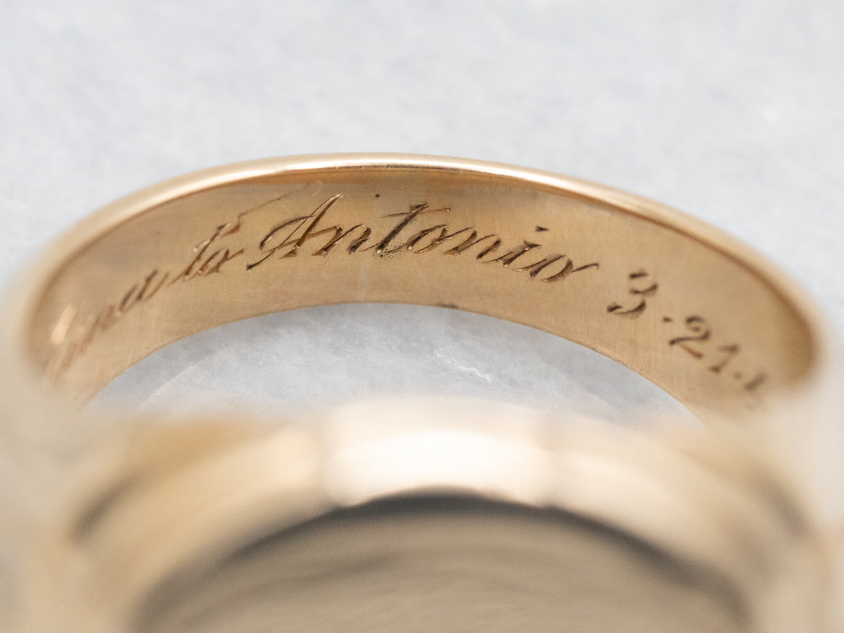 Circa 1940's Oval Top Signet Ring