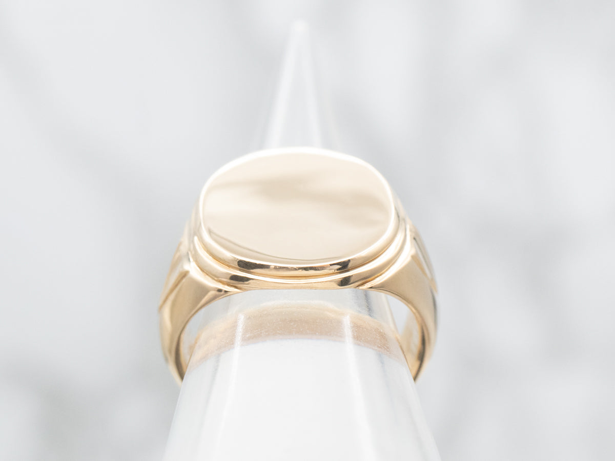 Circa 1940's Oval Top Signet Ring