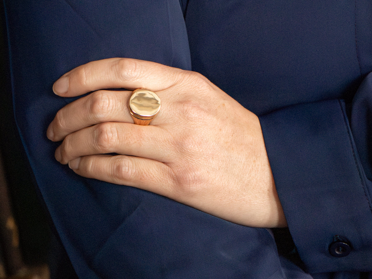 Circa 1940's Oval Top Signet Ring