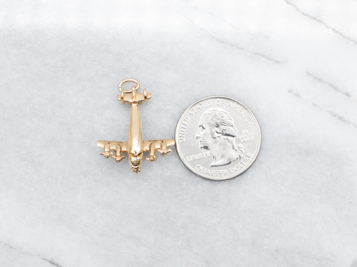 Vintage 14K Gold Airplane Charm