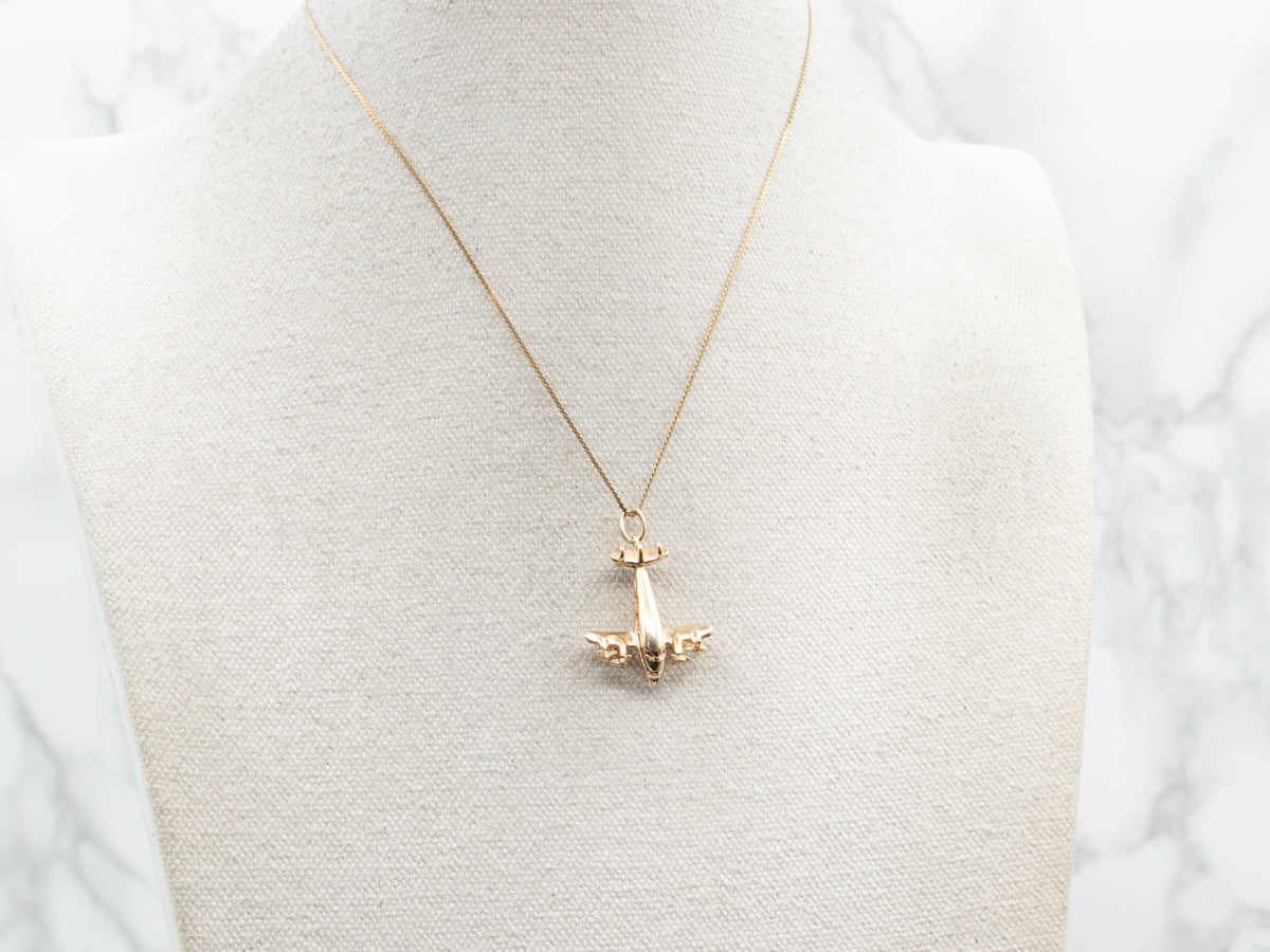 Vintage 14K Gold Airplane Charm