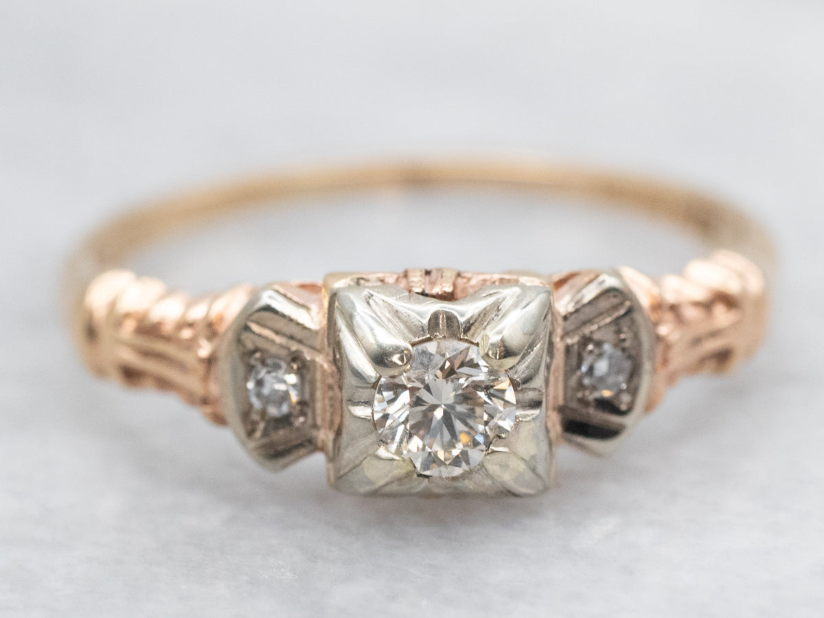 Retro Diamond Engagement Ring