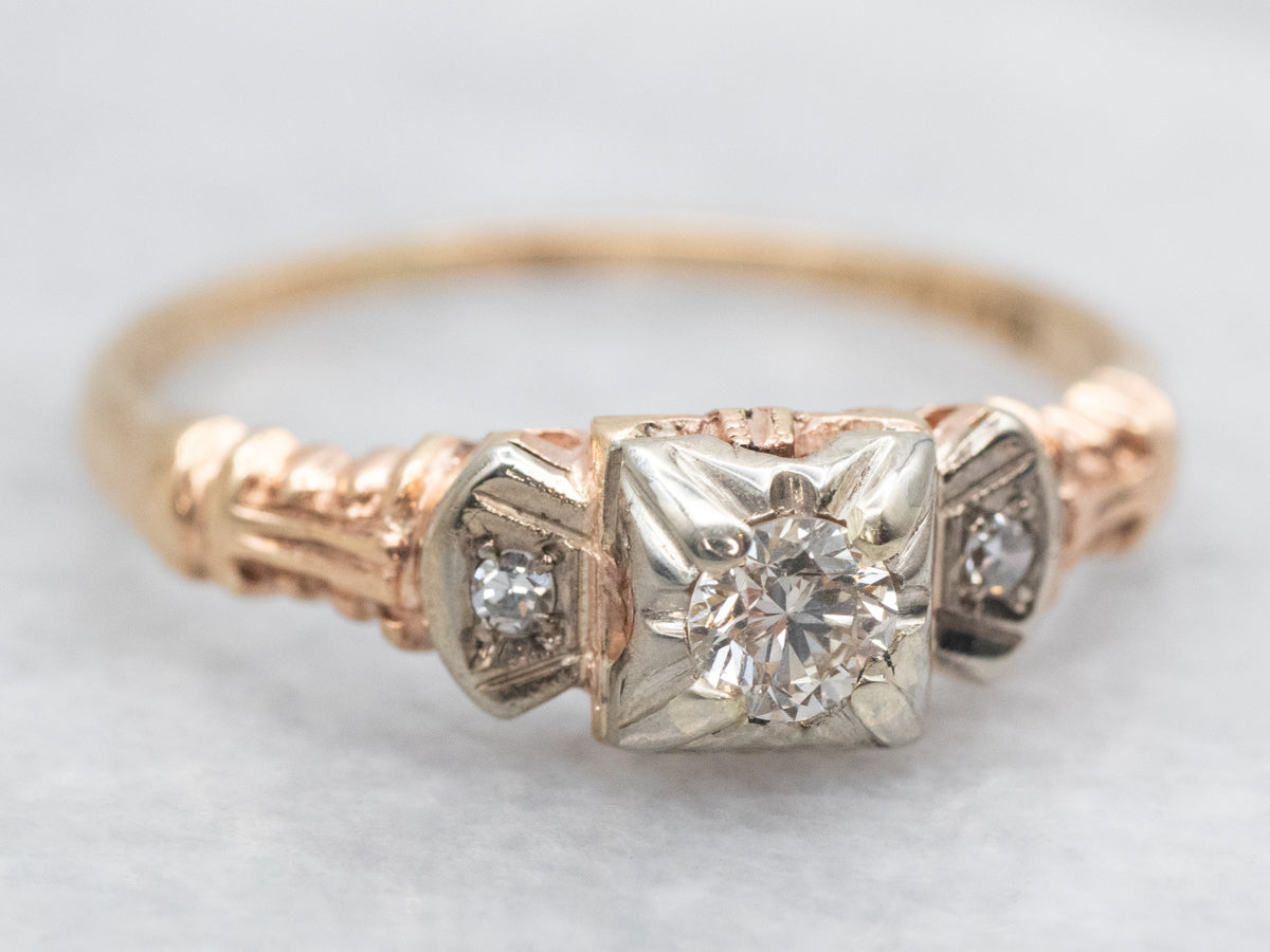 Retro Diamond Engagement Ring