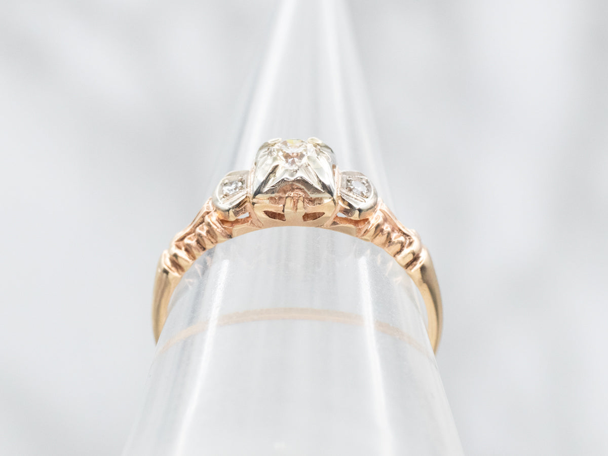 Retro Diamond Engagement Ring