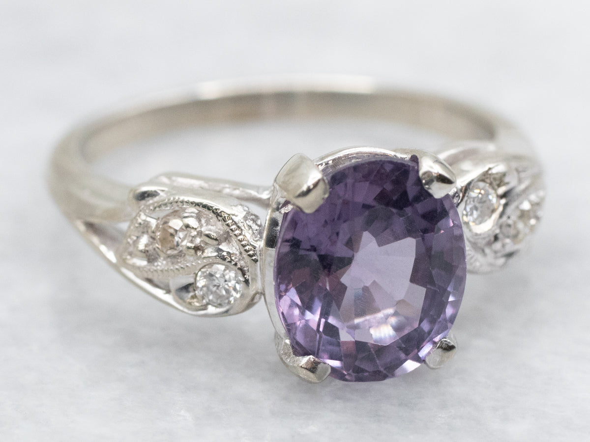 Modern Purple Spinel and Diamond Ring