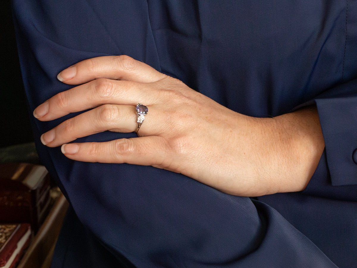 Modern Purple Spinel and Diamond Ring
