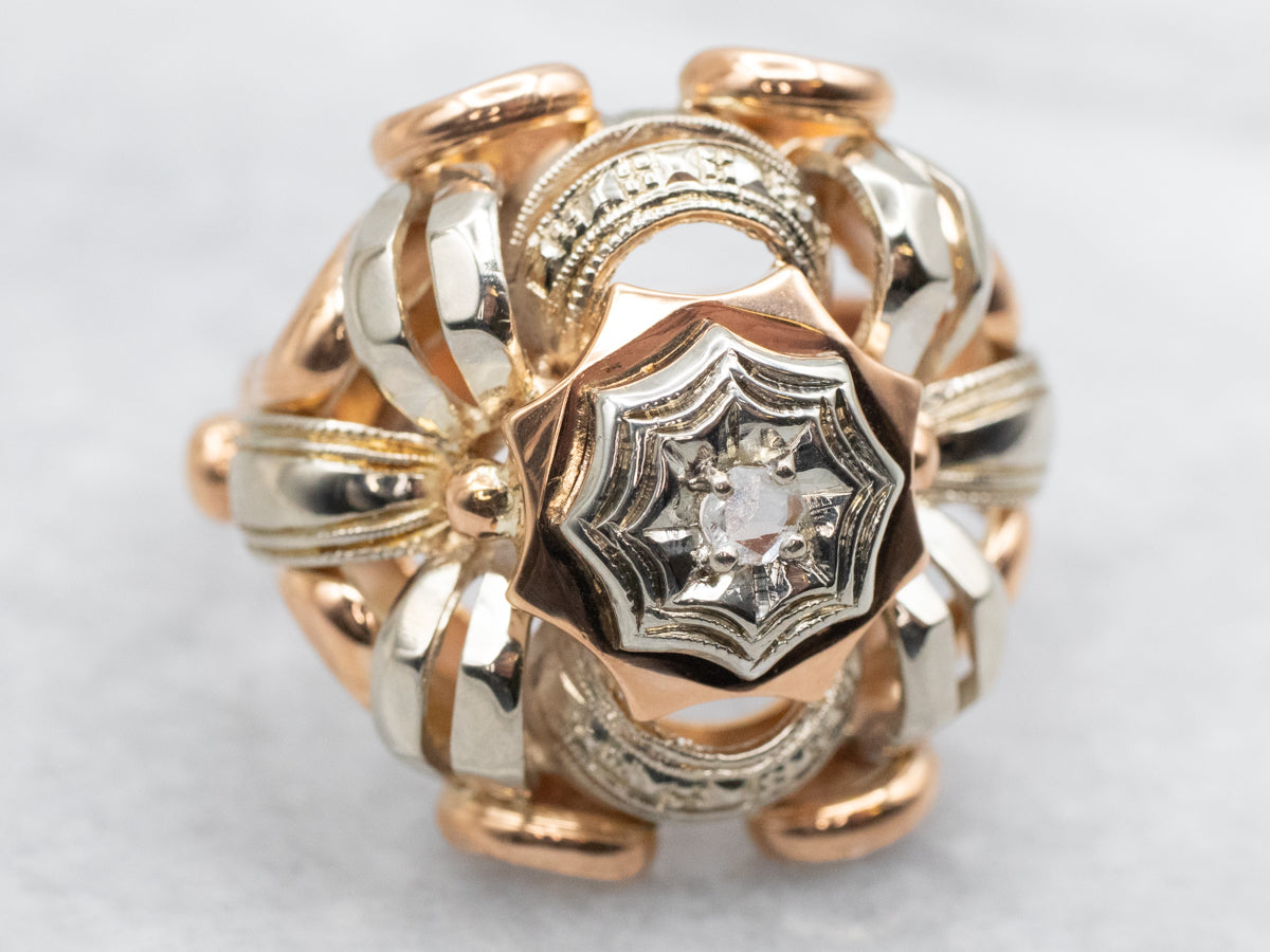 Bold 1950s Rose Cut Diamond Statement Ring