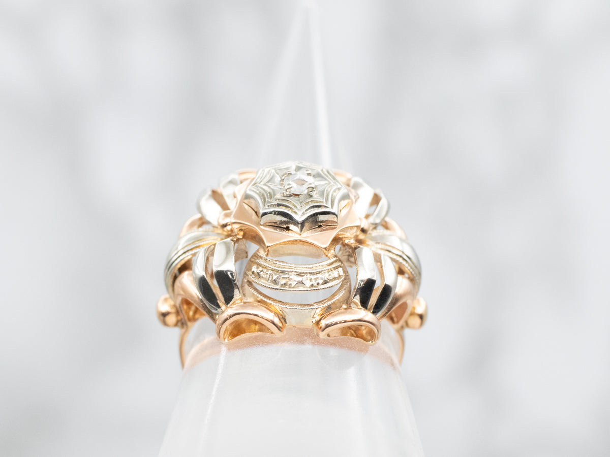 Bold 1950s Rose Cut Diamond Statement Ring
