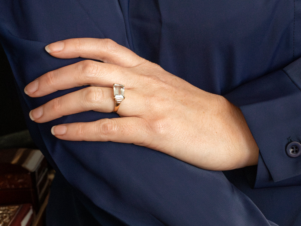 *RESERVED* Sleek and Modern Aquamarine Cocktail Ring