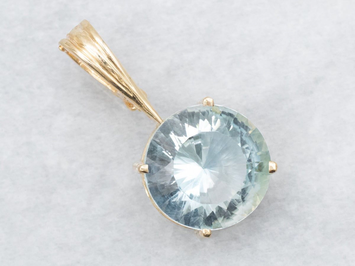 Round Cut Blue Topaz Solitaire Pendant