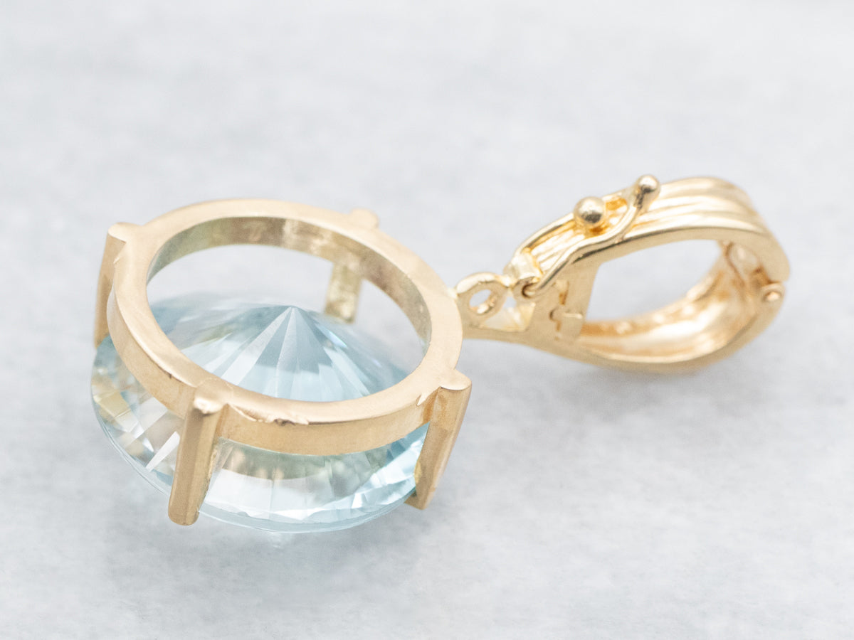 Round Cut Blue Topaz Solitaire Pendant