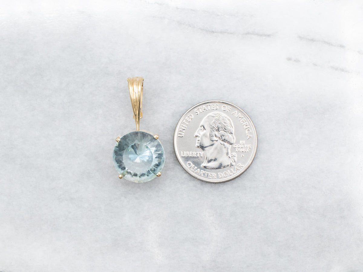 Round Cut Blue Topaz Solitaire Pendant