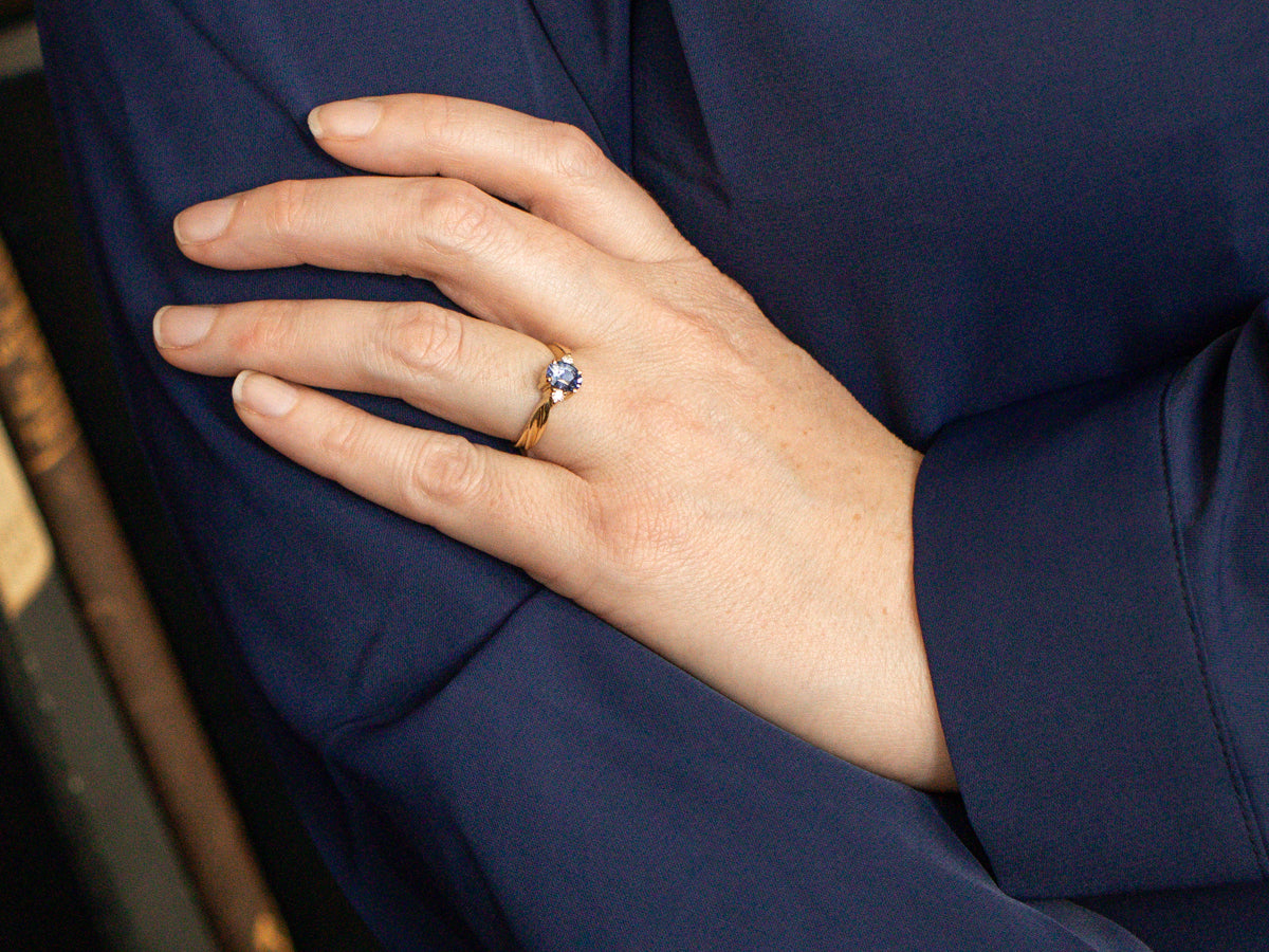 Sapphire and Diamond Bypass Ring