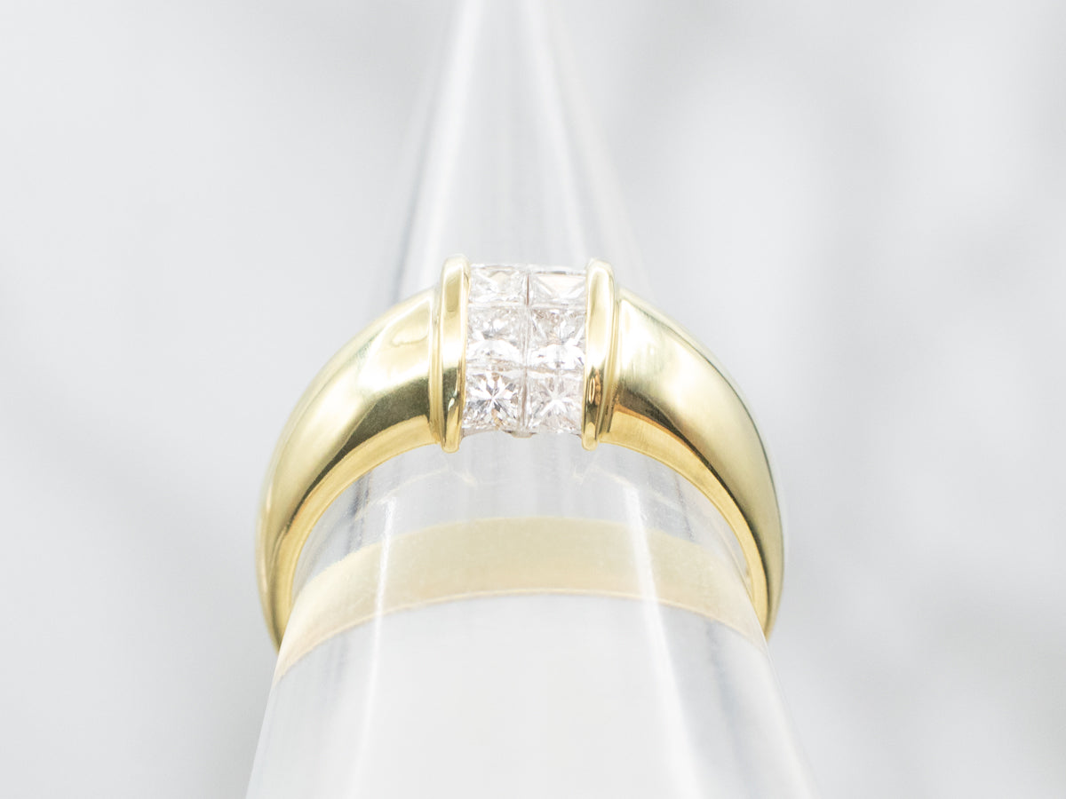 Contemporary Princess Cut Diamond Ring in 18K Yellow Gold
