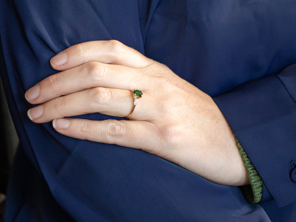 Chrome Tourmaline and Diamond Ring
