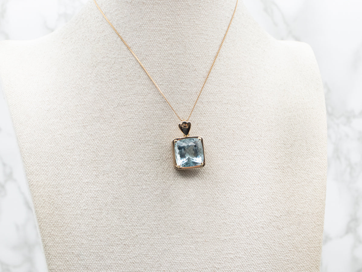 Modern Gold Aquamarine Cocktail Pendant