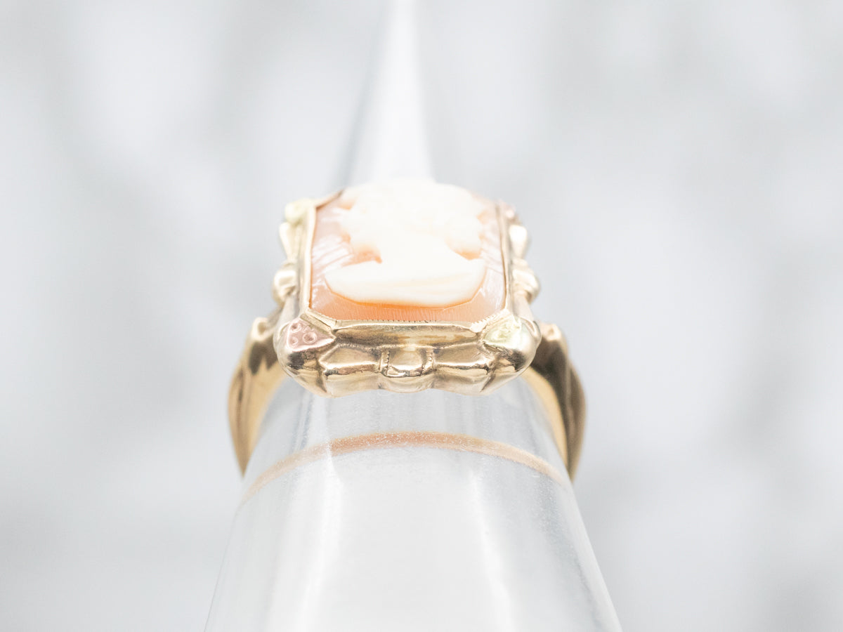 Victorian Revival Tri-Color Gold Cameo Ring