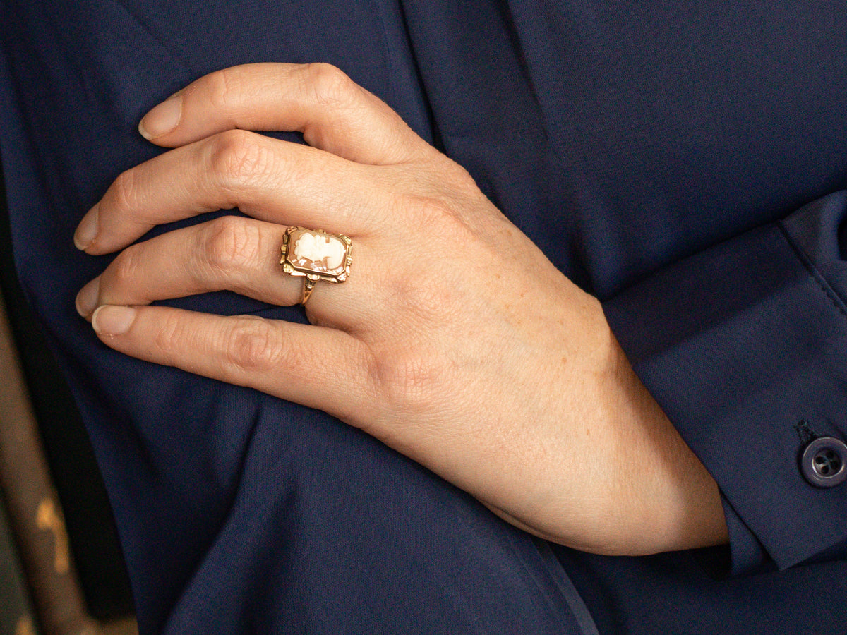 Victorian Revival Tri-Color Gold Cameo Ring