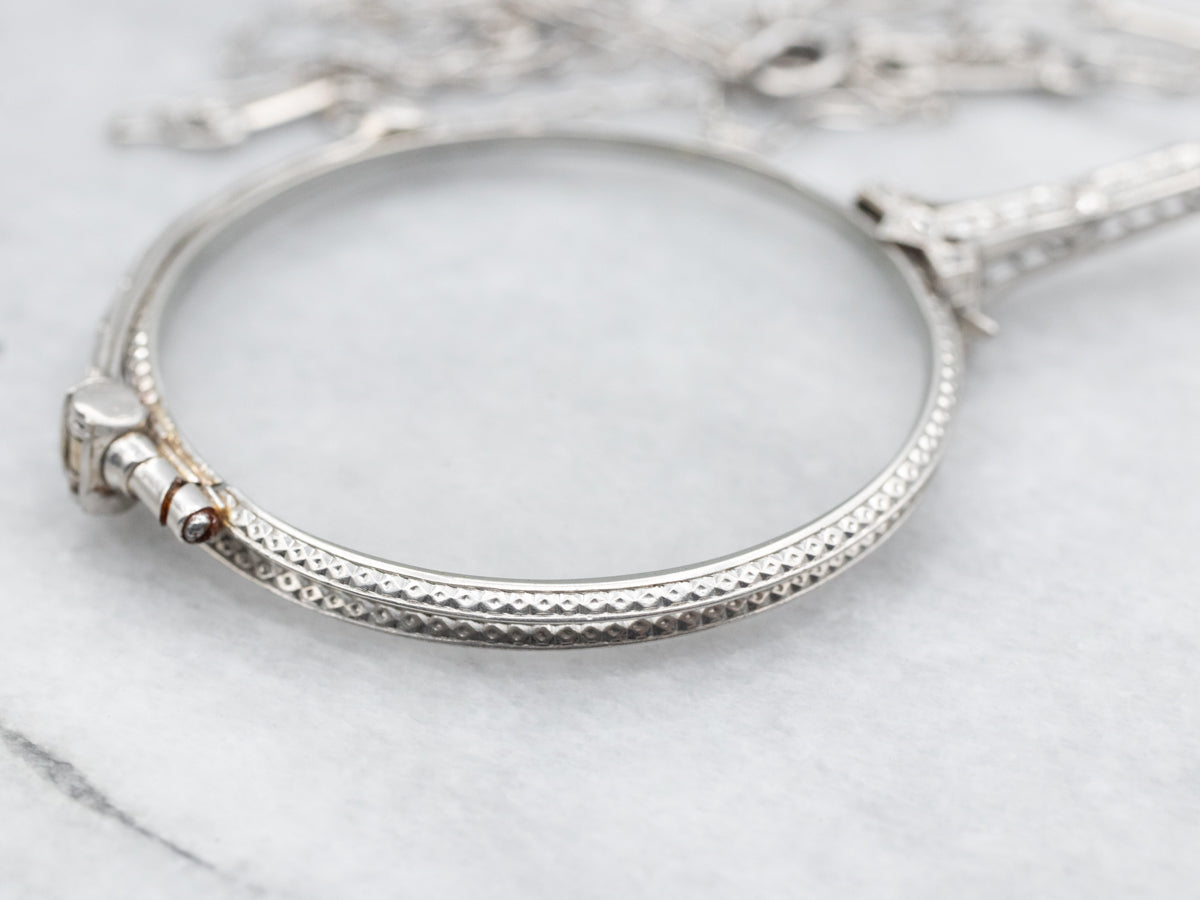 Edwardian Era Diamond and Platinum Lorgnette Eyeglasses