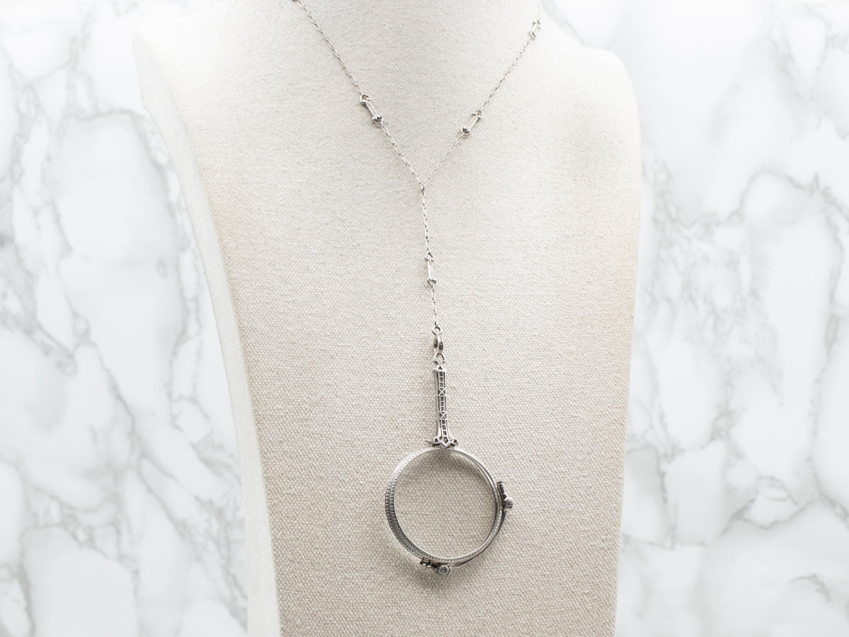 Edwardian Era Diamond and Platinum Lorgnette Eyeglasses