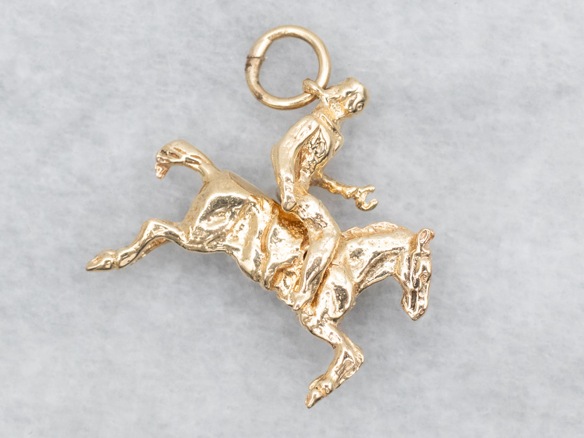 Yellow Gold Horse and Jockey Moving Charm