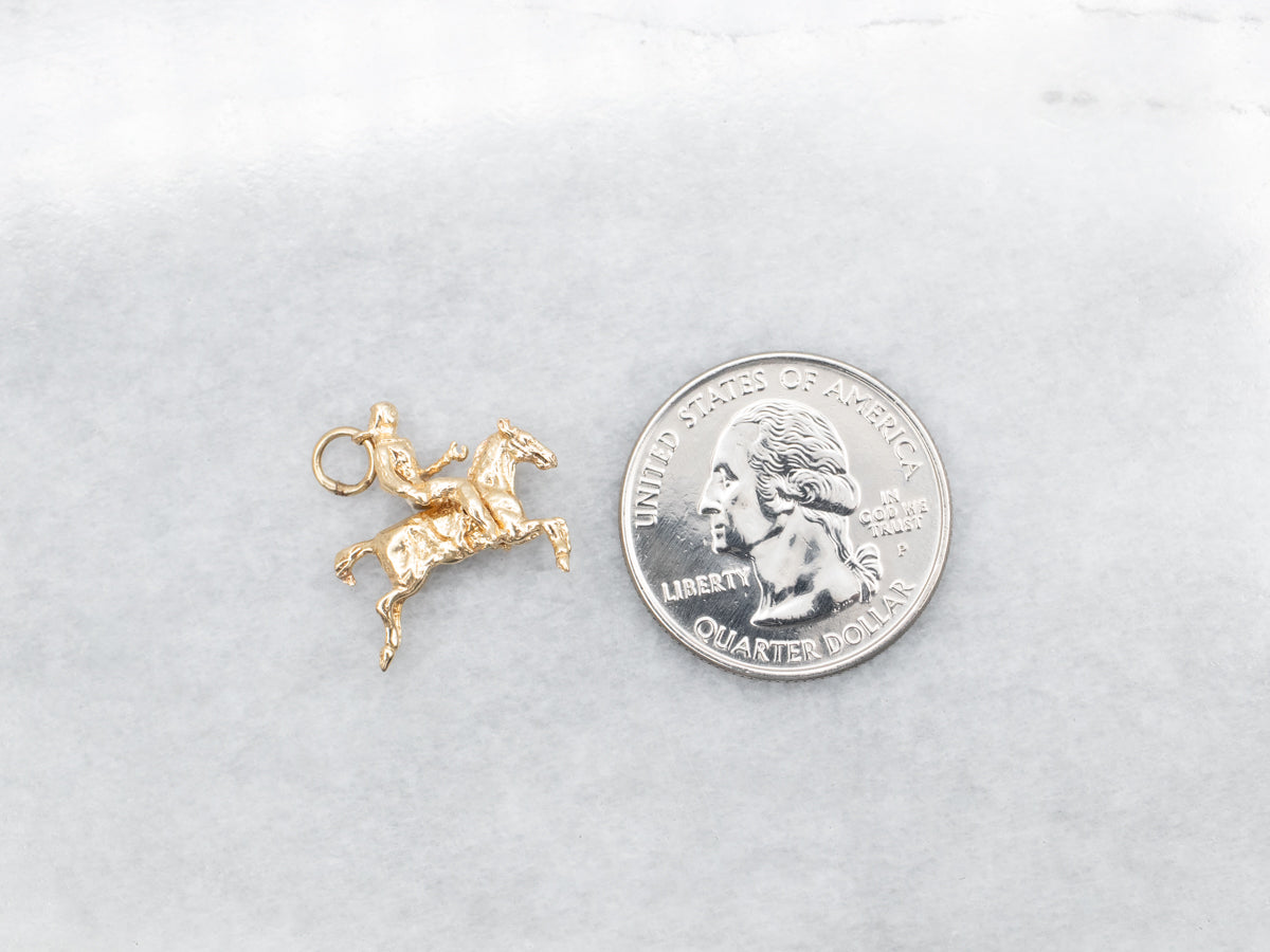 Yellow Gold Horse and Jockey Moving Charm
