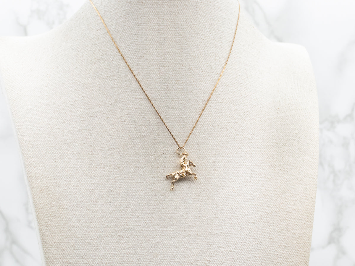 Yellow Gold Horse and Jockey Moving Charm