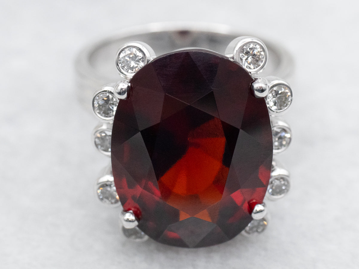 Modern Garnet and Diamond Cocktail Ring