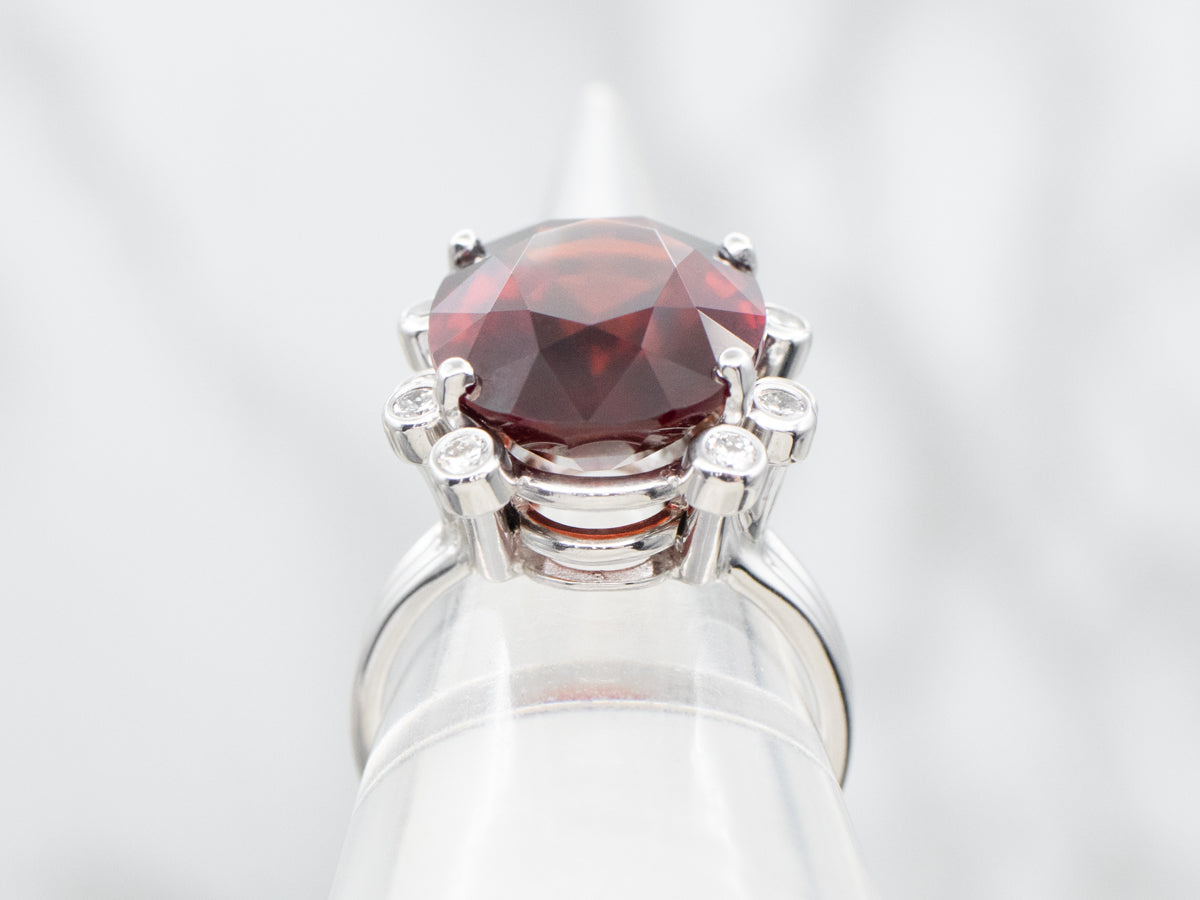 Modern Garnet and Diamond Cocktail Ring