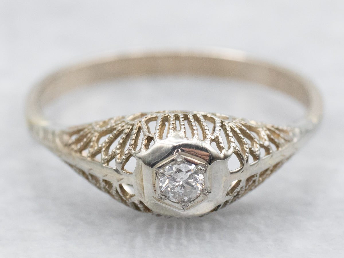 Art Deco Diamond Solitaire Engagement Ring